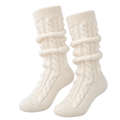 White Cable Knit Socks