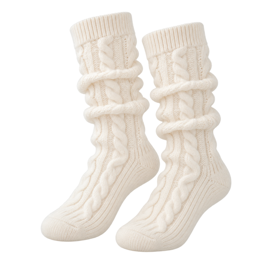 White Cable Knit Socks